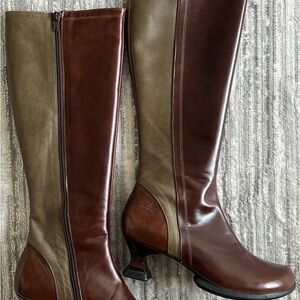 Unique Brown Leather Knee-High Boots